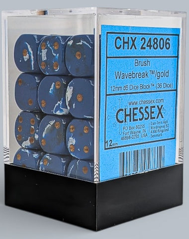 Chessex Brush 36D6 Wavebreak/Gold- 12mm