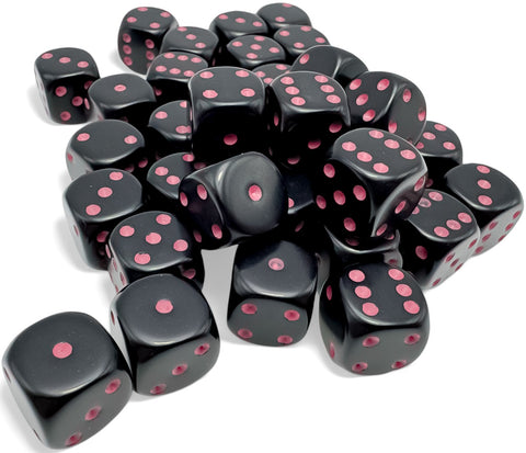 Chessex Opaque 36D6 Black/Pink - 12mm