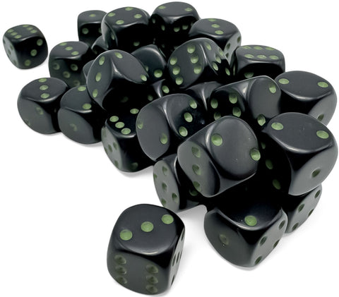 Chessex Opaque 36D6 Black/Green - 12mm
