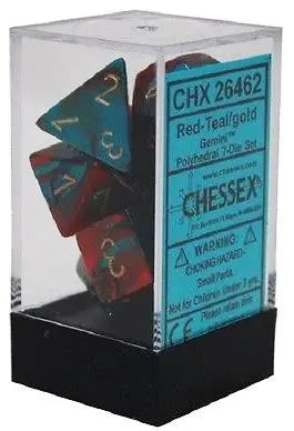 Chessex Gemini Red-Teal/Gold- Set of 7